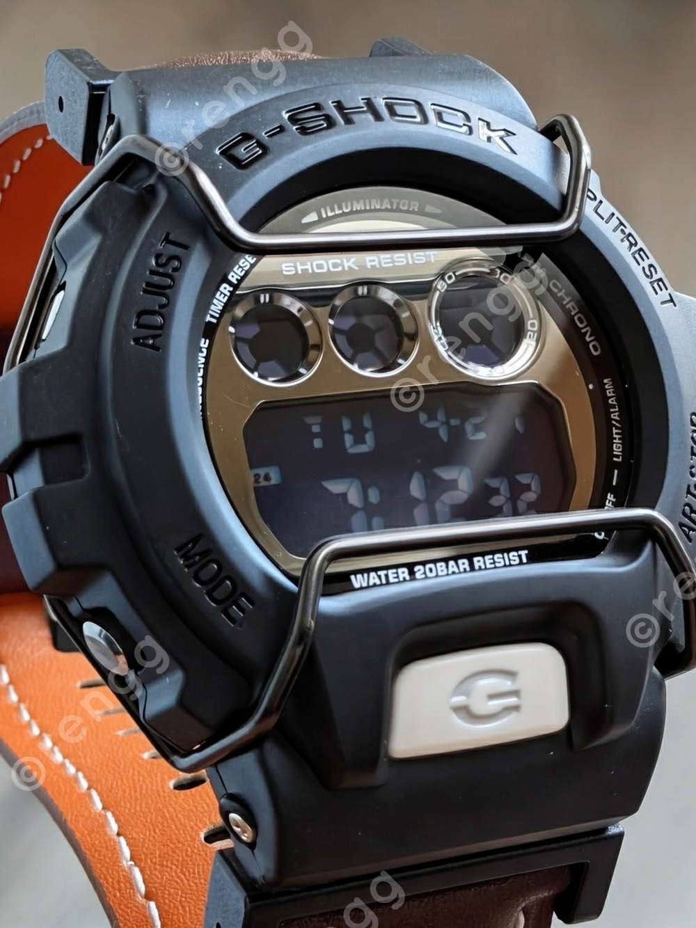 Casio G-Shock Black  Digital Military Sport Multifunction Watch Leather Band